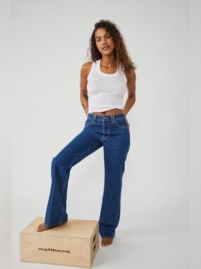 We The Free Free People Ava High Waist Nonstretch Denim Bootcut Jeans 25 Blue